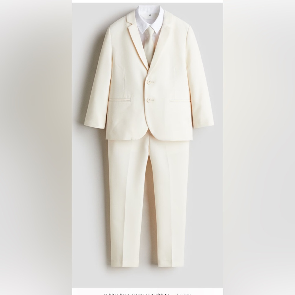 Cream Suit Set with White Shirt Boys